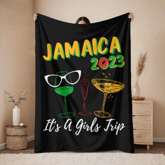 Jamaica 2023 It's A Girls Trip Bachelorette Party Throw Blankets