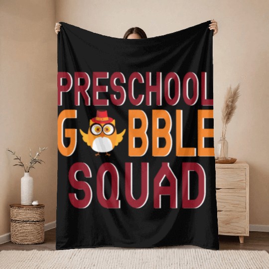 Preschool Gobble Squad. Throw Blankets