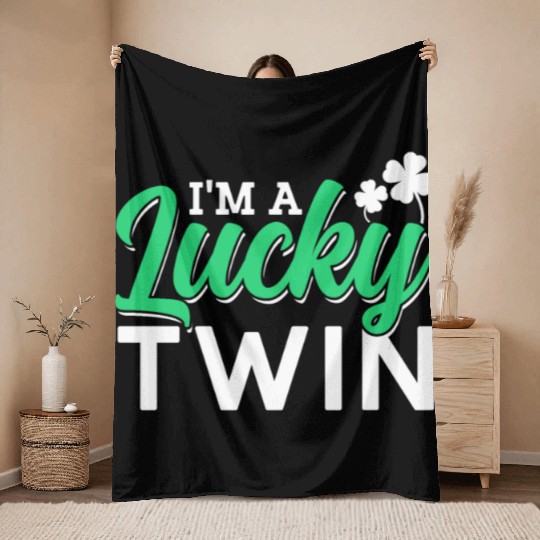 I'm A Lucky Twin Ireland Irish St. Patricks Day Throw Blankets
