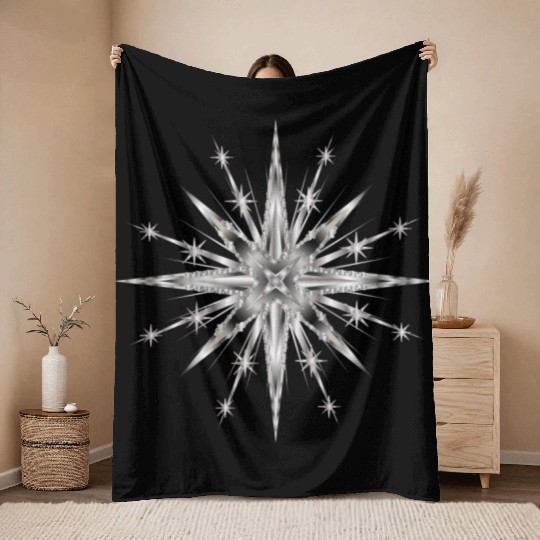 Silver colored glamor timeless star Throw Blankets
