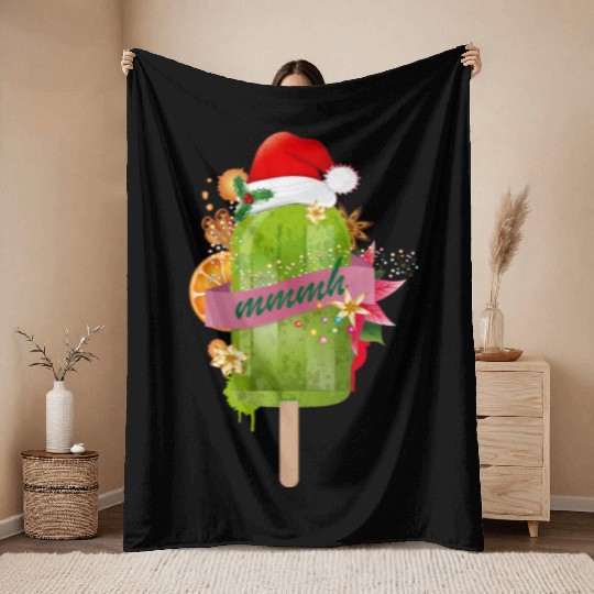 bright green popsicle sticks for Christmas Throw Blankets