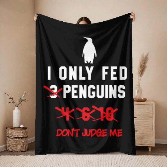 Don’t Judge Me Penguins Funny Numbers Women's Peng Throw Blankets