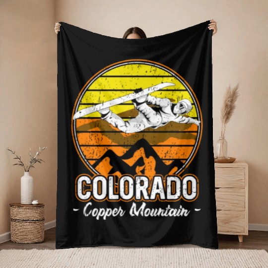 Copper Mountain Colorado Snowboarding Throw Blankets