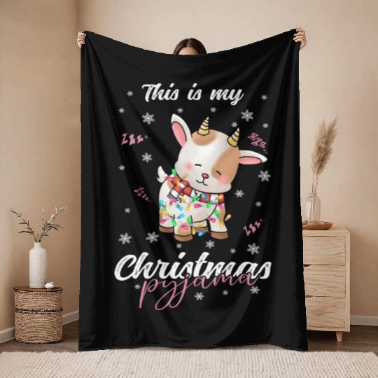 Winter Christmas Pyjama Goat Throw Blankets