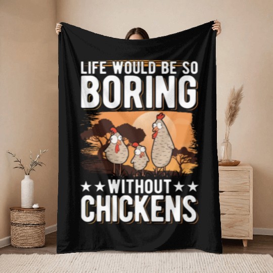 Chickens Gift Farmer Chicken Coop Throw Blankets