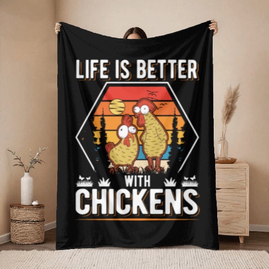 Chickens Farmer Chicken Coop Throw Blankets
