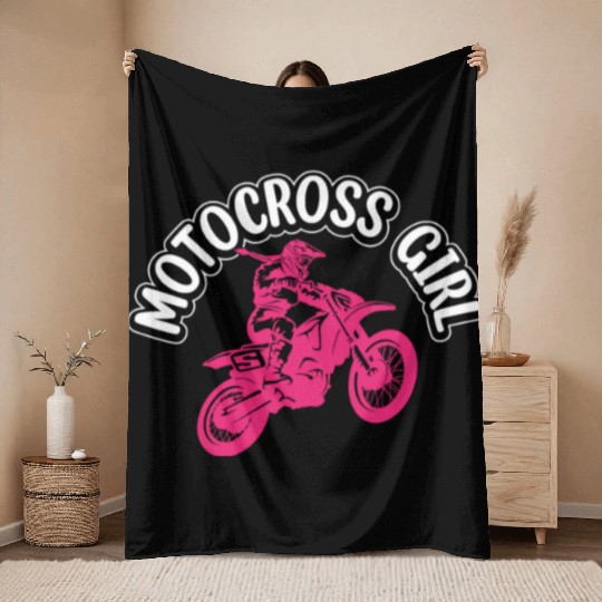 Dirtbike Girl Supercross Girl Off-road Enduro Moto Throw Blankets