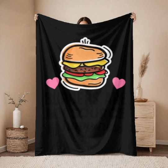 Hamburger fast food grill delicious Throw Blankets