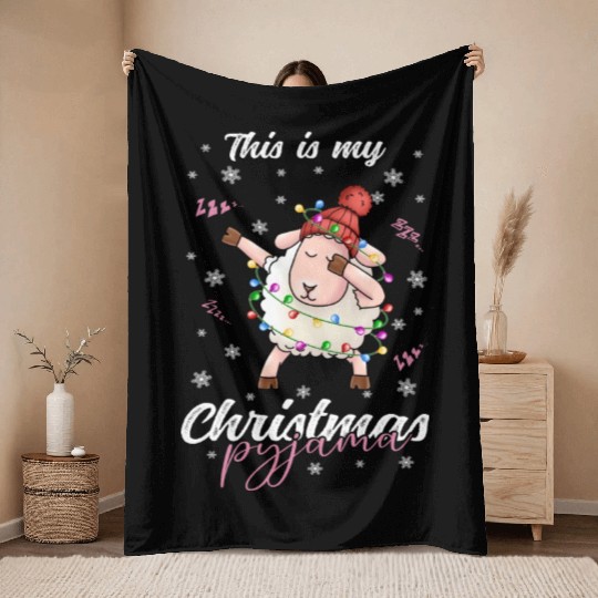 Winter Christmas Pyjama Sheep Throw Blankets