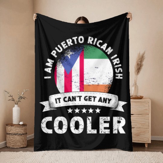 Puerto Rico Flag Ireland Grown Patriot Country Throw Blankets