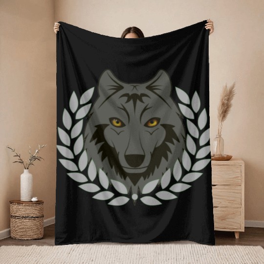 alpha wolf Throw Blankets