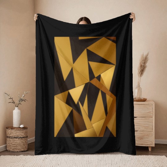 Black and Gold Minimalist Throw Blankets