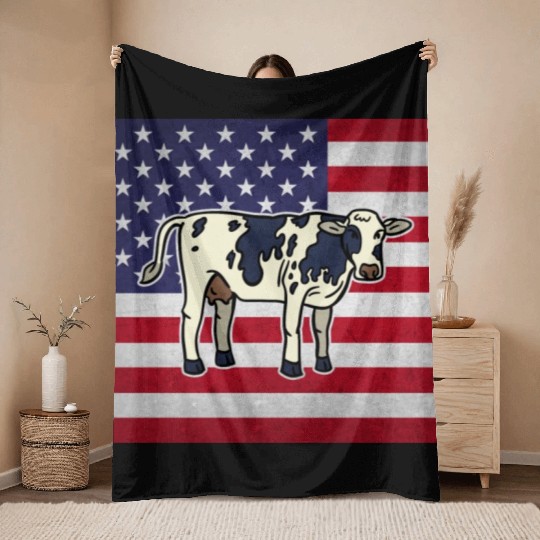 Cow Farming Dairy Farmer Throw Blankets