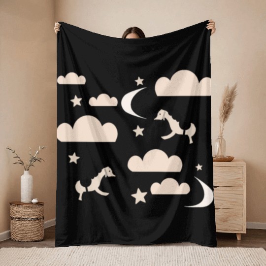 Unicorn rainbow Throw Blankets