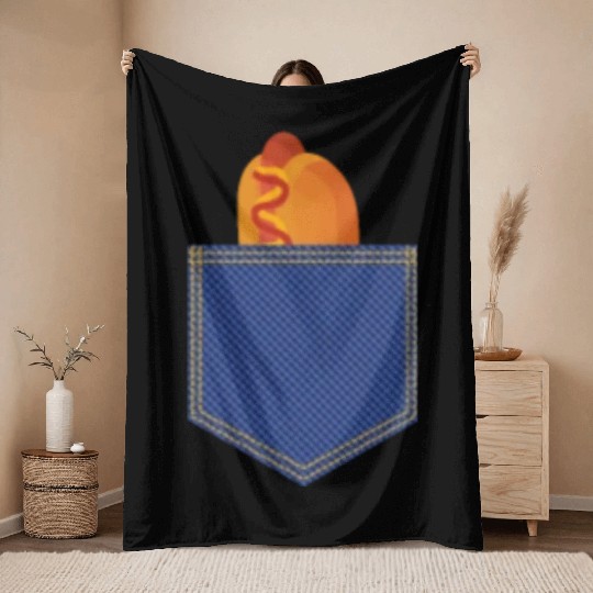 Cute Pocket Hotdog Love Funny Kawaii Meme Sweet Throw Blankets