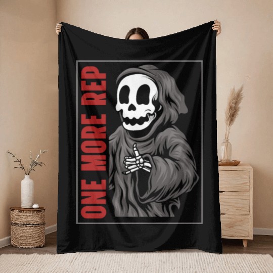 Weightlifting Grim Reaper Gym Workout Humor Throw Blankets