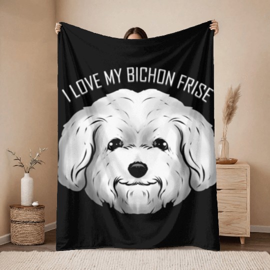 Dog Lover - I Love My Bichon Frise Throw Blankets