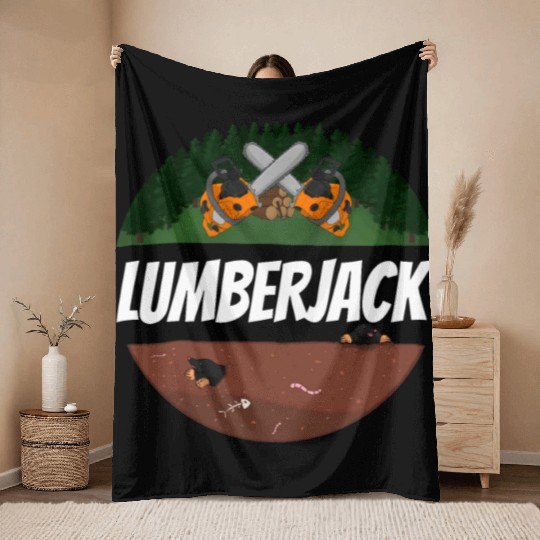 Lumberjack Chainsaw Throw Blankets