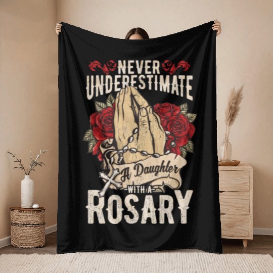 Catholic Rosary T Virgin Mary Idea Christian Throw Blankets