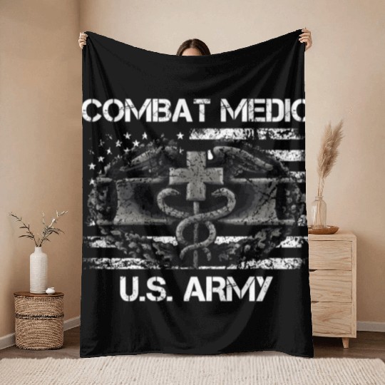 Us Army Combat Medic U.S Army Veteran Throw Blankets