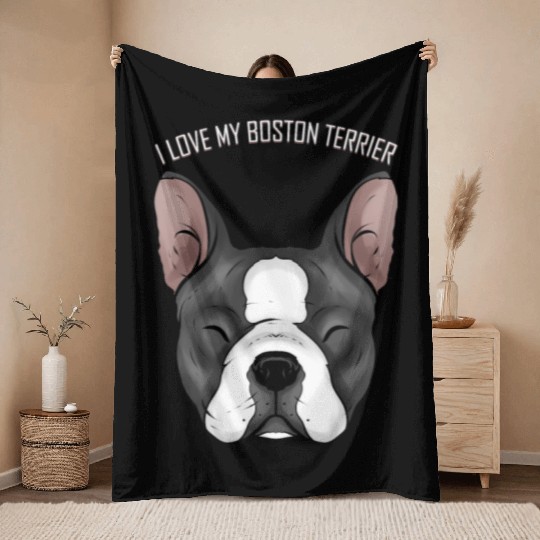 Dog Lover - I Love My Boston Terrier Throw Blankets