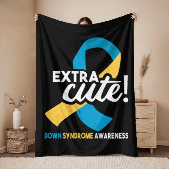 October Wear Blue Yellow Down Syndrome Awareness Throw Blankets