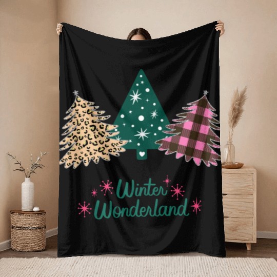 Winter Wonderland - Christmas Trees! Throw Blankets
