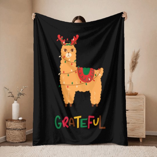 Fa La La La LLama - Grateful ! Throw Blankets
