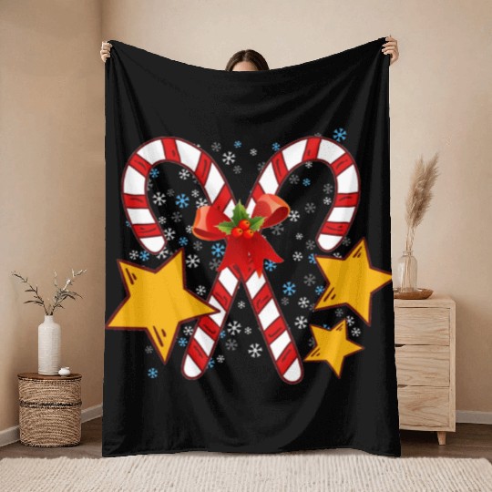 Christmas candy cane for holidays Throw Blankets