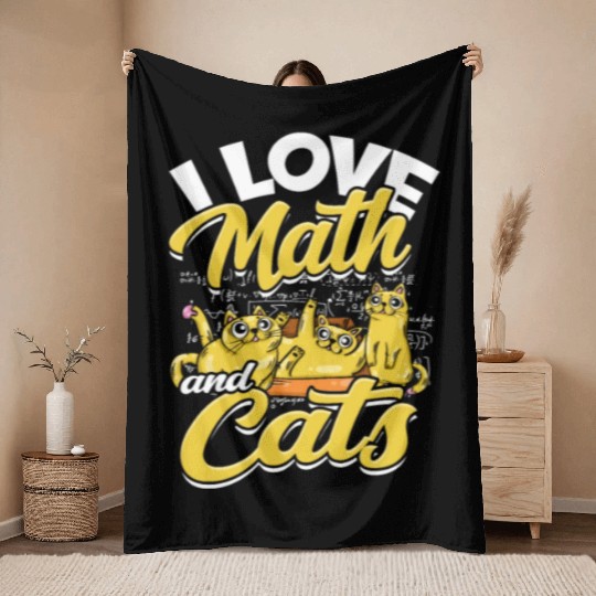 I love math and cats - mathematical Throw Blankets