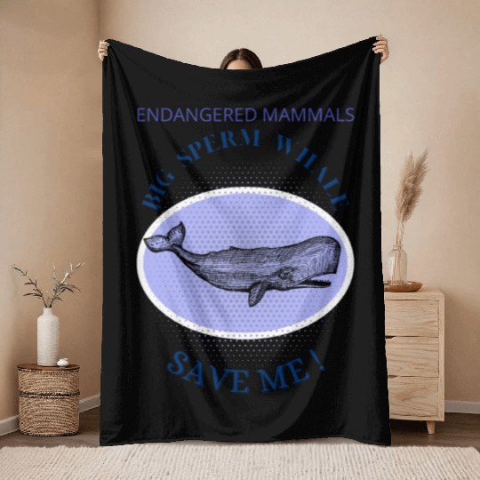 Mammals Endangered Big Sperm Whale Throw Blankets