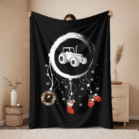 Winter dreamcatcher Christmas Tractor Throw Blankets