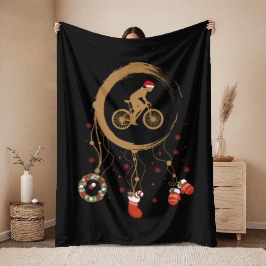 Winter dreamcatcher Christmas Racing bike Throw Blankets