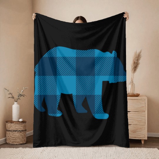 Brother father bear mom gift girl christmas family Throw Blankets