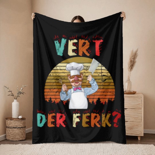 Vert Der Ferk the swedish chef Throw Blankets