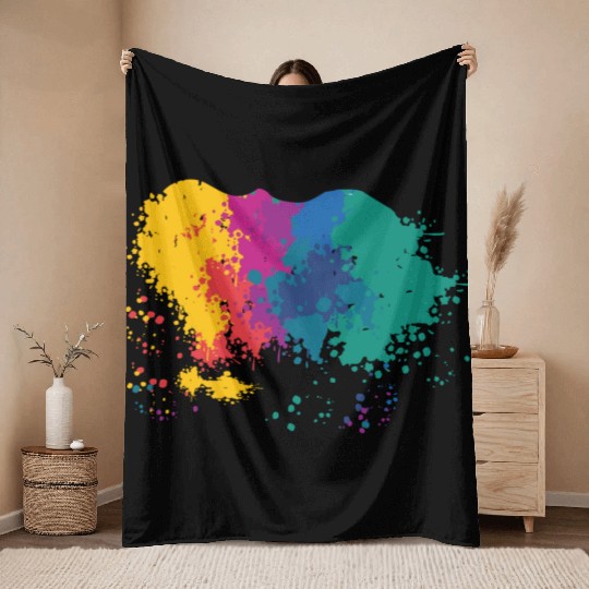 Color blob splash paint painter gift colorful spot Throw Blankets
