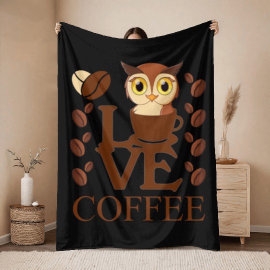 The owl stays up at night Throw Blankets