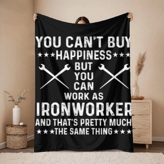 Proud Ironworker Saying Throw Blankets