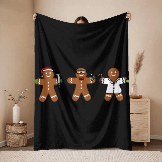 Gingerbread Scientist Guys Throw Blankets