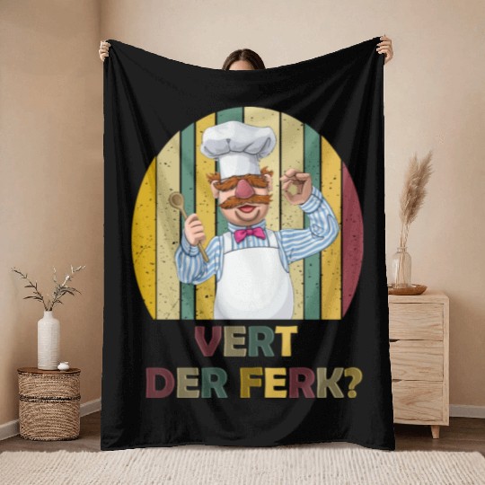 Vert Der Ferk the swedish chef Throw Blankets