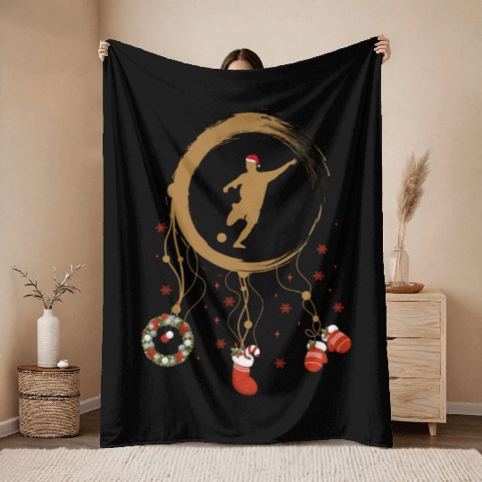 Winter dreamcatcher Christmas Football Throw Blankets