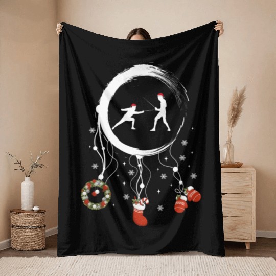 Winter dreamcatcher Christmas Fencing Throw Blankets