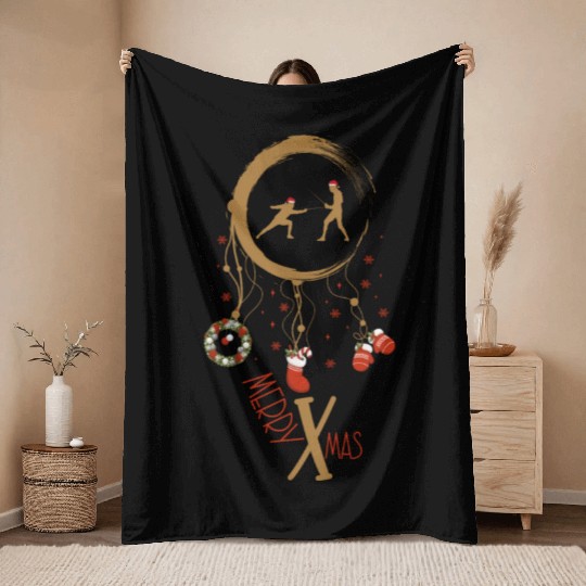 Winter dreamcatcher Christmas Fencing Throw Blankets
