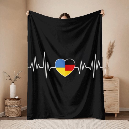 Ukraine Germany Flag Two Countries Throw Blankets