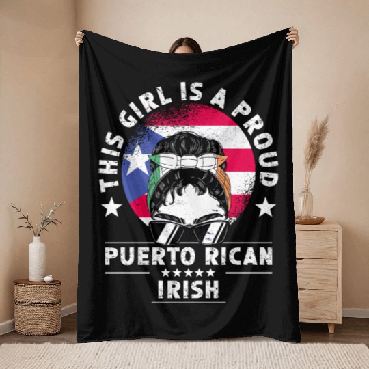 Puerto Rico Flag Ireland Grown Women Girl Throw Blankets