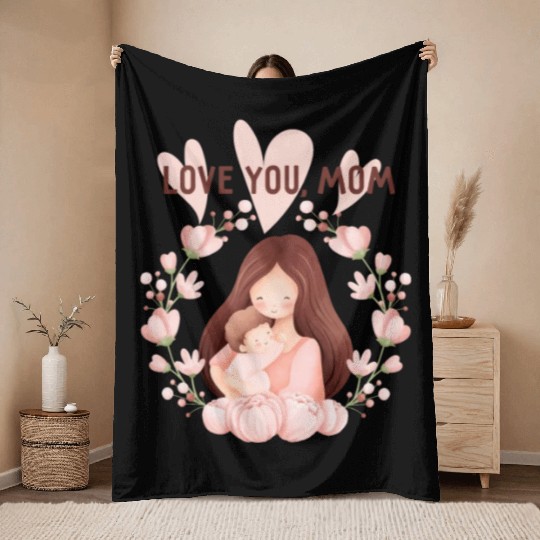 love mom Throw Blankets design