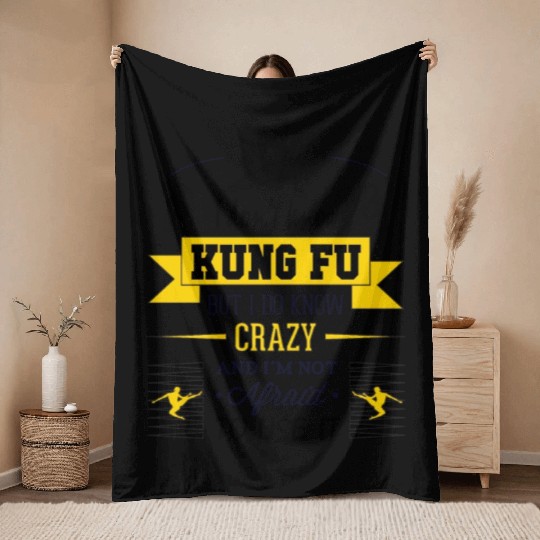 Kung fu crazy Throw Blankets