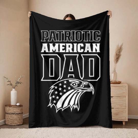 Patriotic American Dad Patriot US USA Throw Blankets