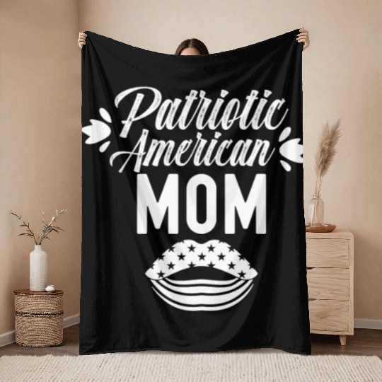 Patriotic American Mom US Patriot USA Throw Blankets