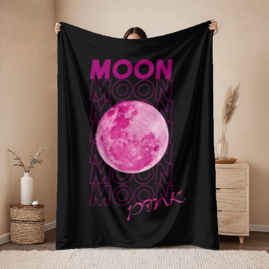 PINK MOON Throw Blankets